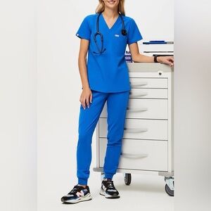 Figs Royal Blue Scrub Set Size Medium Tall